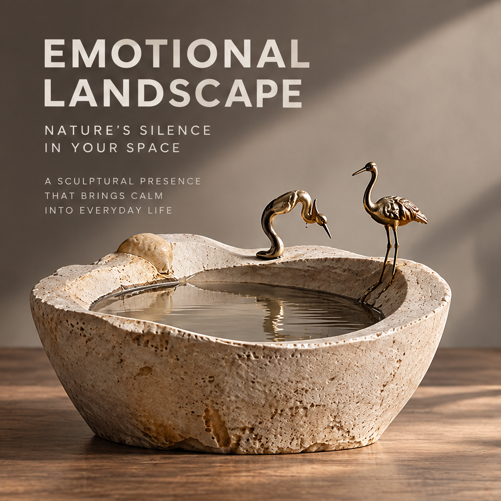 VELMIRN® crane stone bowl — emotional landscape, nature’s silence in your space