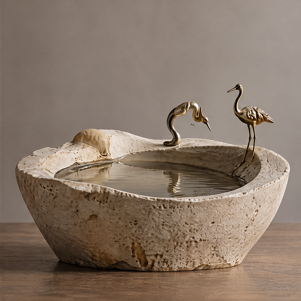 VELMIRN® crane stone sculptural bowl — clean neutral background, full product view
