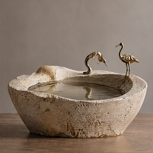 VELMIRN® crane stone sculptural bowl — clean neutral background, full product view