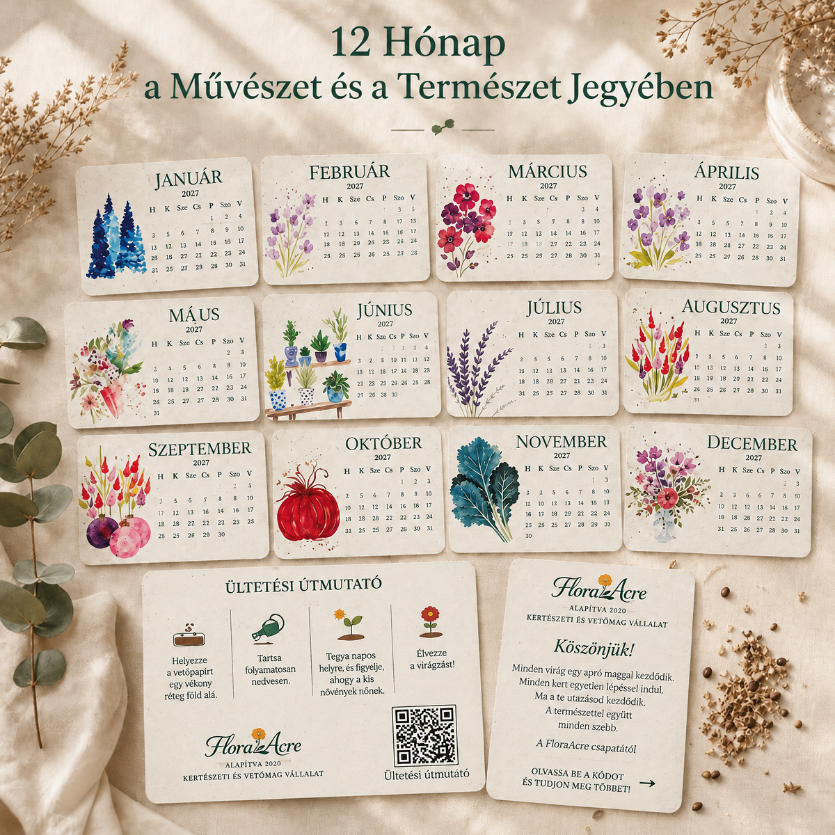 🌱 2027-es ültethető magnaptár🍋 – Egy évnyi szépség, új élet minden lapban! 🌸🎁