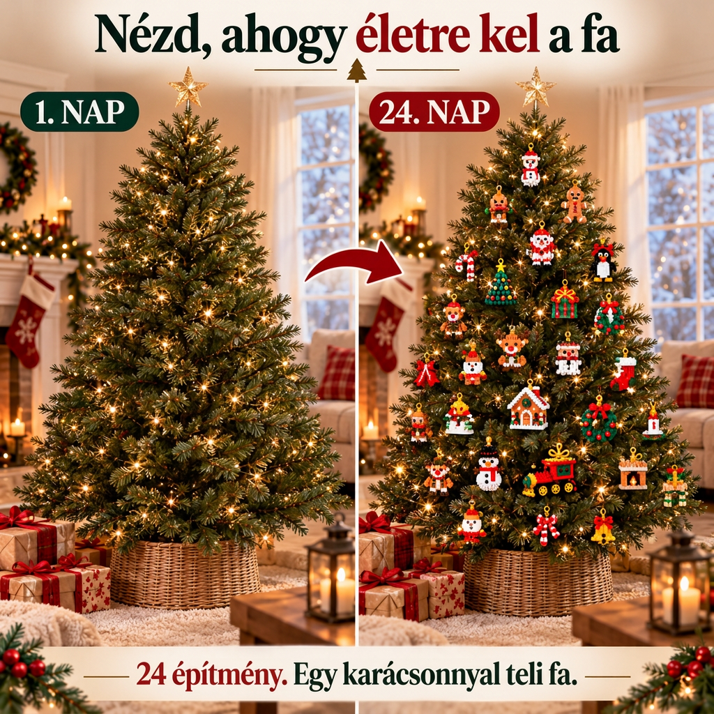 🎅🔥 Utolsó nap a féláras ajánlatra! 🍇 Építőelemekből álló karácsonyi visszaszámláló adventi naptár az egész családnak 🎄 Tökéletes a karácsonyfa díszítésére.