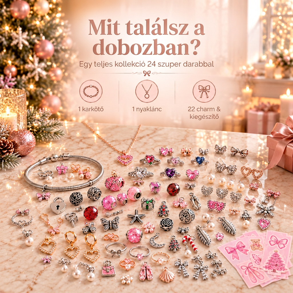 🎄 2026-os karácsonyi ékszer-adventi naptár nőknek🍇 – 24 napnyi meglepetés-medál, karkötő és nyaklánc ajándékszett ✨