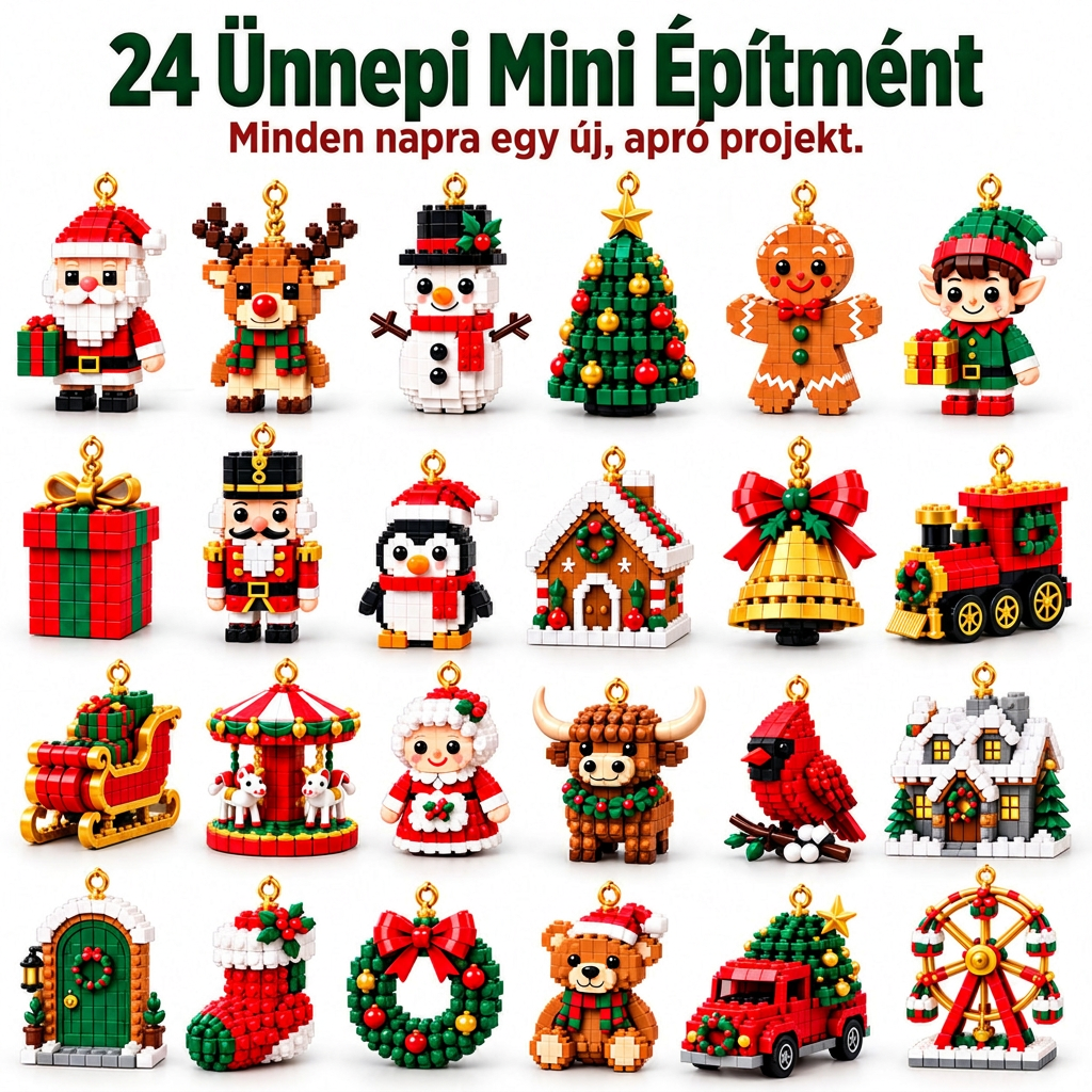 🎅🔥 Utolsó nap a féláras ajánlatra! 🍇 Építőelemekből álló karácsonyi visszaszámláló adventi naptár az egész családnak 🎄 Tökéletes a karácsonyfa díszítésére.