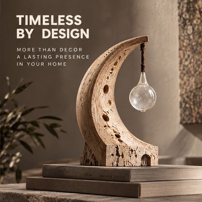 VELMIRN® crescent stone sculpture — timeless by design, more than decor a lasting presence, styled on stacked books