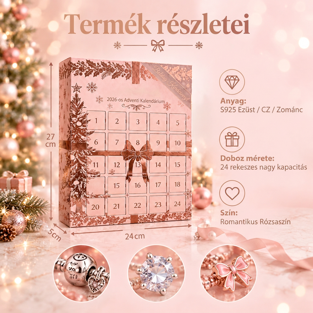 🎄 2026-os karácsonyi ékszer-adventi naptár nőknek🍇 – 24 napnyi meglepetés-medál, karkötő és nyaklánc ajándékszett ✨