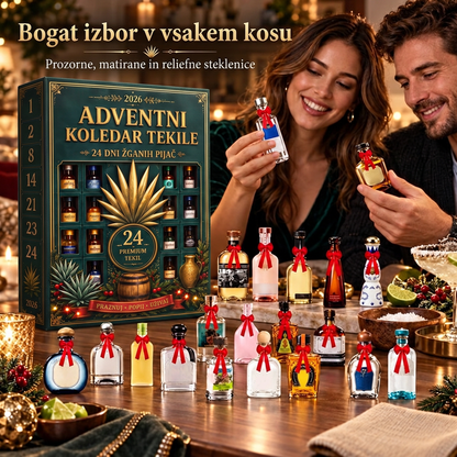 🎁🏺 24-dnevni adventni komplet presenečenja z mini stekleničkami tekile – za praznično vzdušje, okrasitev bara, darilo za zbiratelje in družinsko odštevanje