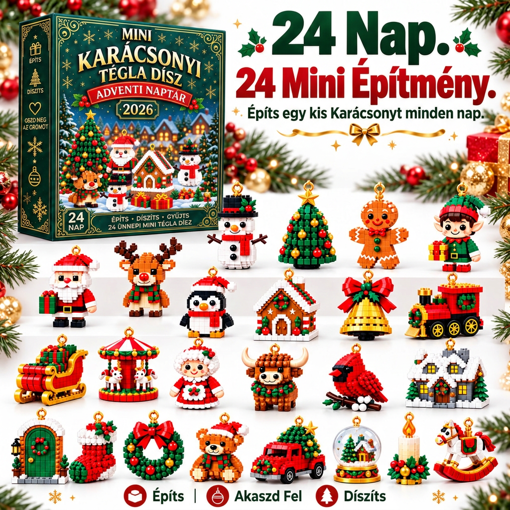 🎅🔥 Utolsó nap a féláras ajánlatra! 🍇 Építőelemekből álló karácsonyi visszaszámláló adventi naptár az egész családnak 🎄 Tökéletes a karácsonyfa díszítésére.