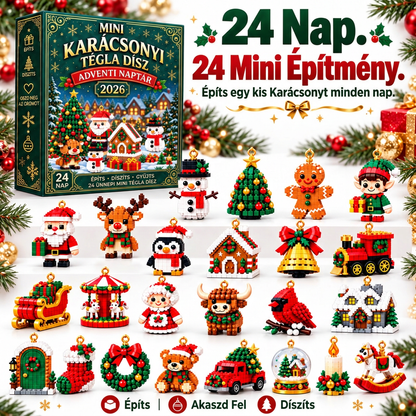 🎅🔥 Utolsó nap a féláras ajánlatra! 🍇 Építőelemekből álló karácsonyi visszaszámláló adventi naptár az egész családnak 🎄 Tökéletes a karácsonyfa díszítésére.
