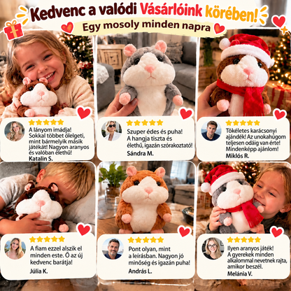 🎄 Beszélő Plüsshörcsög 🐹 – Ismétli a Szavaidat és Viccesen Bólogat! Tökéletes Karácsonyi Ajándék 🎁