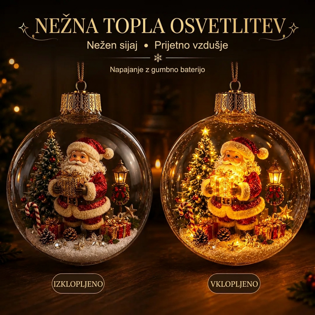 🎄 Ragyogó Karácsonyi Mesedísz🍇 – Világító Miniatűr Ünnepi Jelenet Meleg LED Fénnyel✨