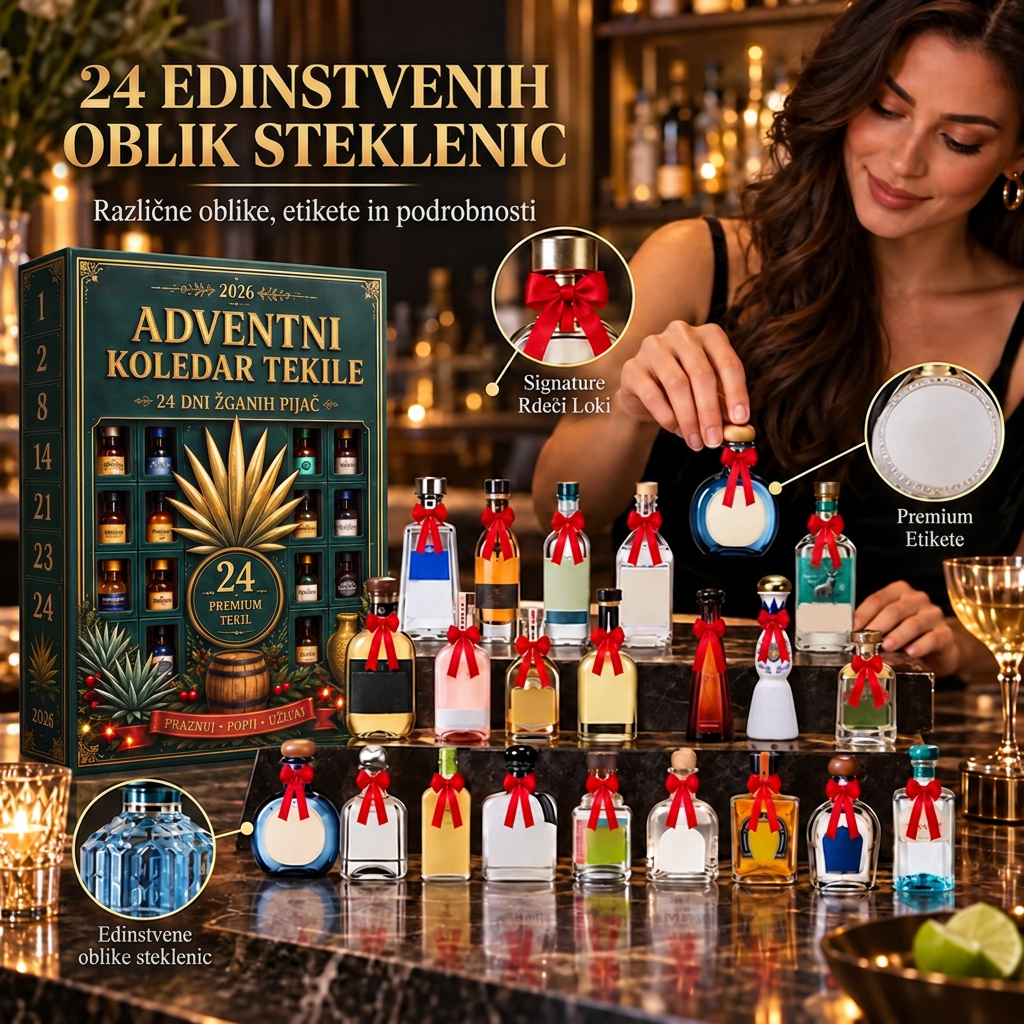🎁🏺 24-dnevni adventni komplet presenečenja z mini stekleničkami tekile – za praznično vzdušje, okrasitev bara, darilo za zbiratelje in družinsko odštevanje