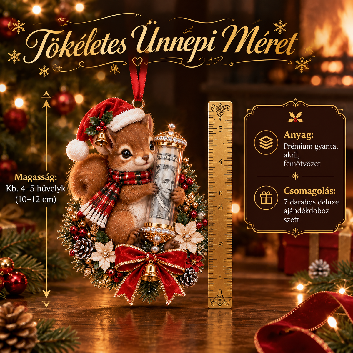 🎁 Aranyos állatos, pénzajándék-tartó karácsonyi dísz – Ünnepi fadísz 🎄💵