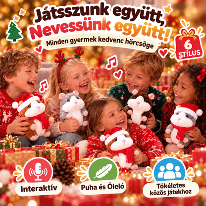 🎄 Beszélő Plüsshörcsög 🐹 – Ismétli a Szavaidat és Viccesen Bólogat! Tökéletes Karácsonyi Ajándék 🎁