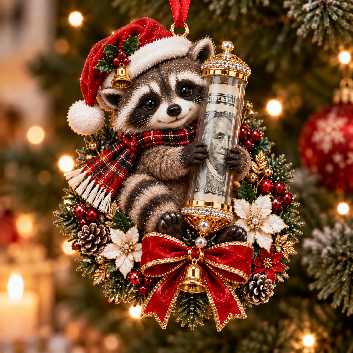 🎁 Aranyos állatos, pénzajándék-tartó karácsonyi dísz – Ünnepi fadísz 🎄💵