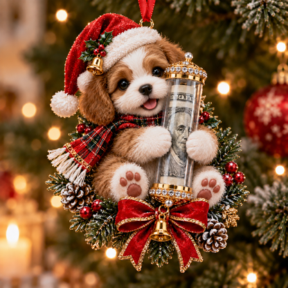 🎁 Aranyos állatos, pénzajándék-tartó karácsonyi dísz – Ünnepi fadísz 🎄💵