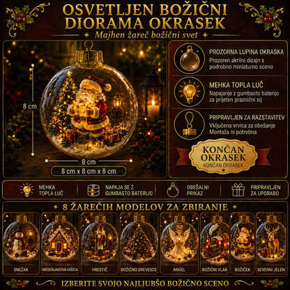 🎄 Ragyogó Karácsonyi Mesedísz🍇 – Világító Miniatűr Ünnepi Jelenet Meleg LED Fénnyel✨