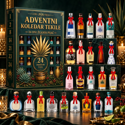 🎁🏺 24-dnevni adventni komplet presenečenja z mini stekleničkami tekile – za praznično vzdušje, okrasitev bara, darilo za zbiratelje in družinsko odštevanje