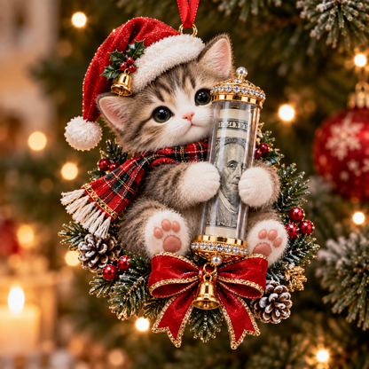 🎁 Aranyos állatos, pénzajándék-tartó karácsonyi dísz – Ünnepi fadísz 🎄💵