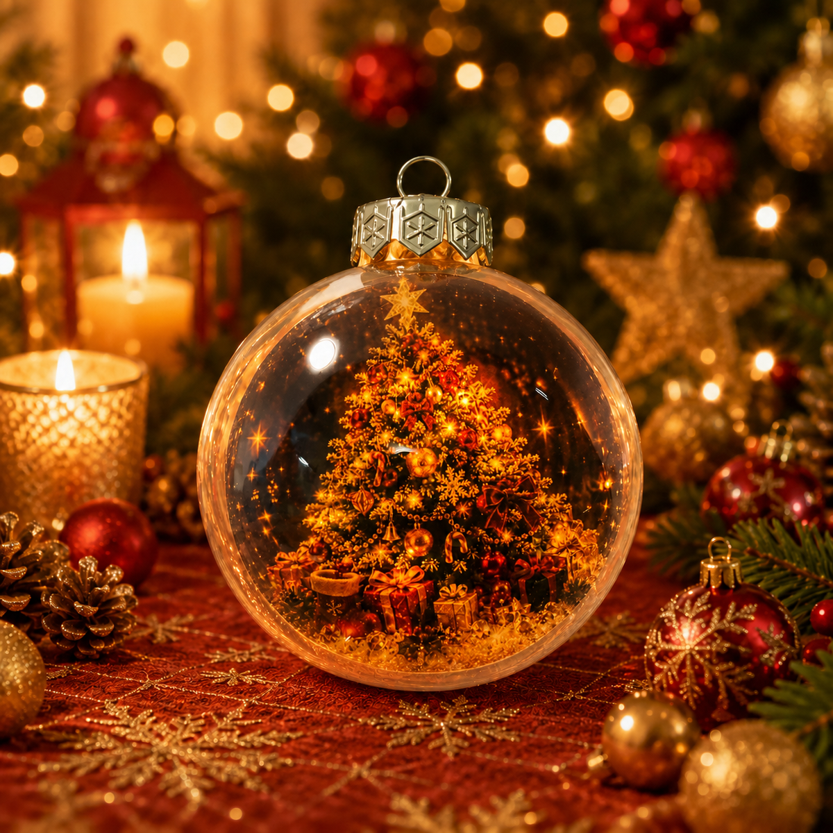 🎄 Ragyogó Karácsonyi Mesedísz🍇 – Világító Miniatűr Ünnepi Jelenet Meleg LED Fénnyel✨