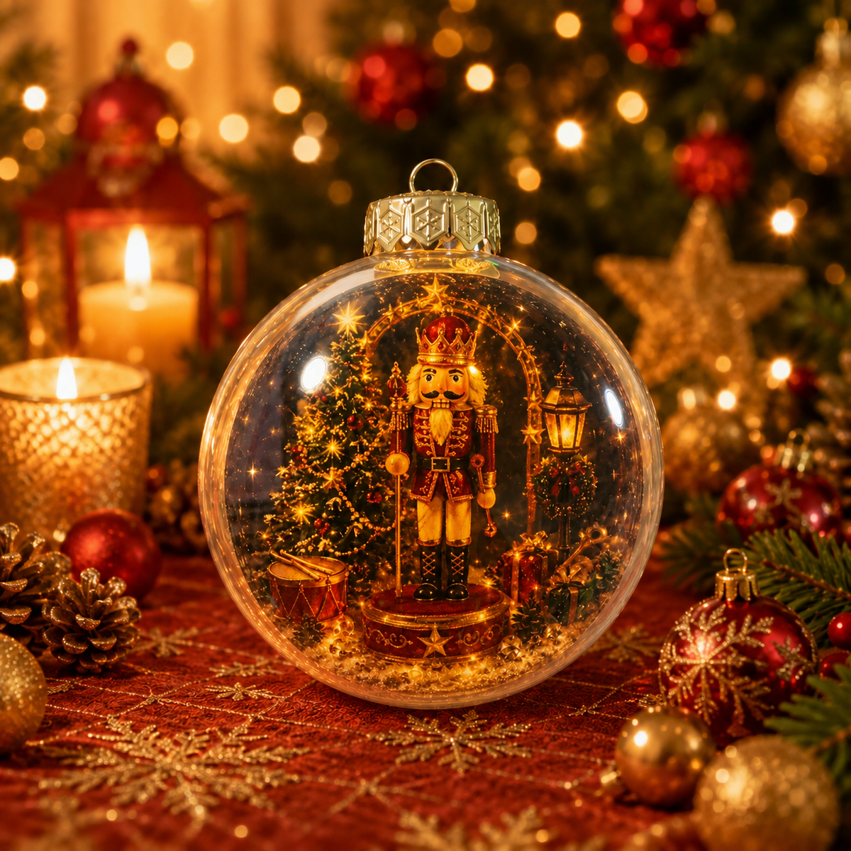 🎄 Ragyogó Karácsonyi Mesedísz🍇 – Világító Miniatűr Ünnepi Jelenet Meleg LED Fénnyel✨