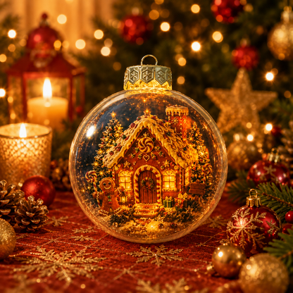 🎄 Ragyogó Karácsonyi Mesedísz🍈 – Világító Miniatűr Ünnepi Jelenet Meleg LED Fénnyel✨