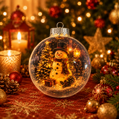 🎄 Ragyogó Karácsonyi Mesedísz🍈 – Világító Miniatűr Ünnepi Jelenet Meleg LED Fénnyel✨